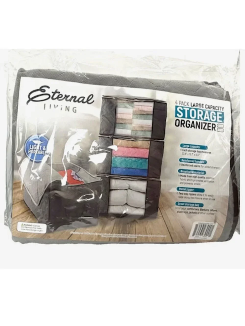 4 Pack Large Capacity Storage Organizer Bins Foldable Closet Clothes Blanket Bag - Picture 2 of 3